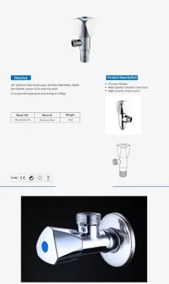 Picture of Stainless Steel Angle Valve 1/2 Inch – Chrome Plated Water Control Valve for Bathroom & Kitchen