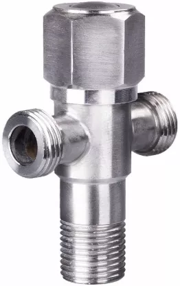 Picture of 304 Stainless Steel Double Outlet Angle Valve – 1/2 Inch Two-Way Water Control Valve