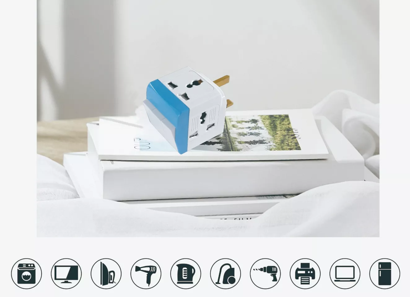 Picture of （2ps） 13A Universal Travel Adapter with Switch & Indicator Light – UK Plug with Fuse”