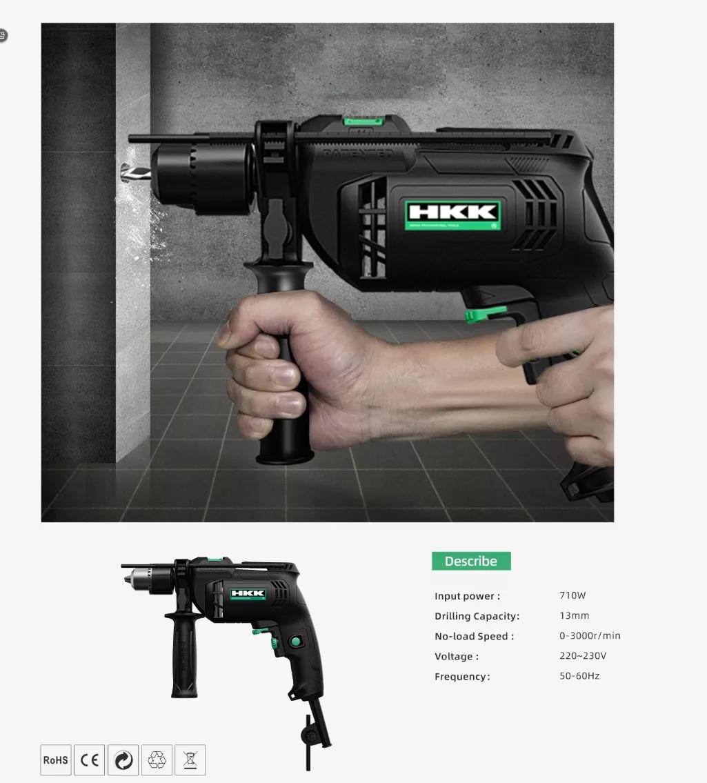 Picture of 710W Electric Impact Drill – 13mm Hammer Drill for Concrete, Wood & Metal”