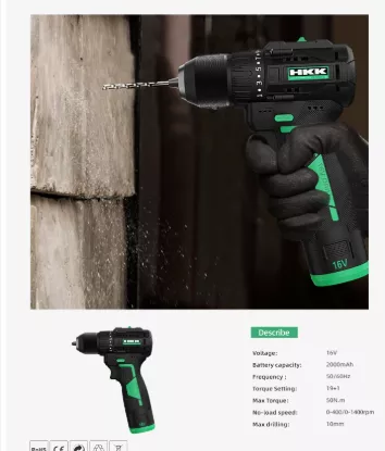 Picture of 16V Cordless Brushless Drill – 50N·m Driver Drill with 2000mAh Battery & 19+1 Torque Settings”