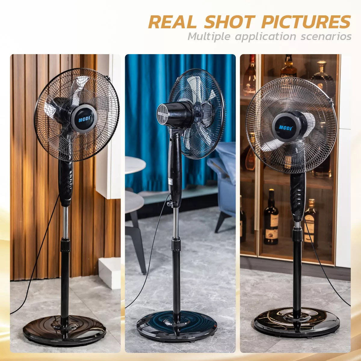 Picture of pedestal fan remote, 5 blade stand fan, 16 inch stand fan, 3-speed pedestal fan, soft wind fan