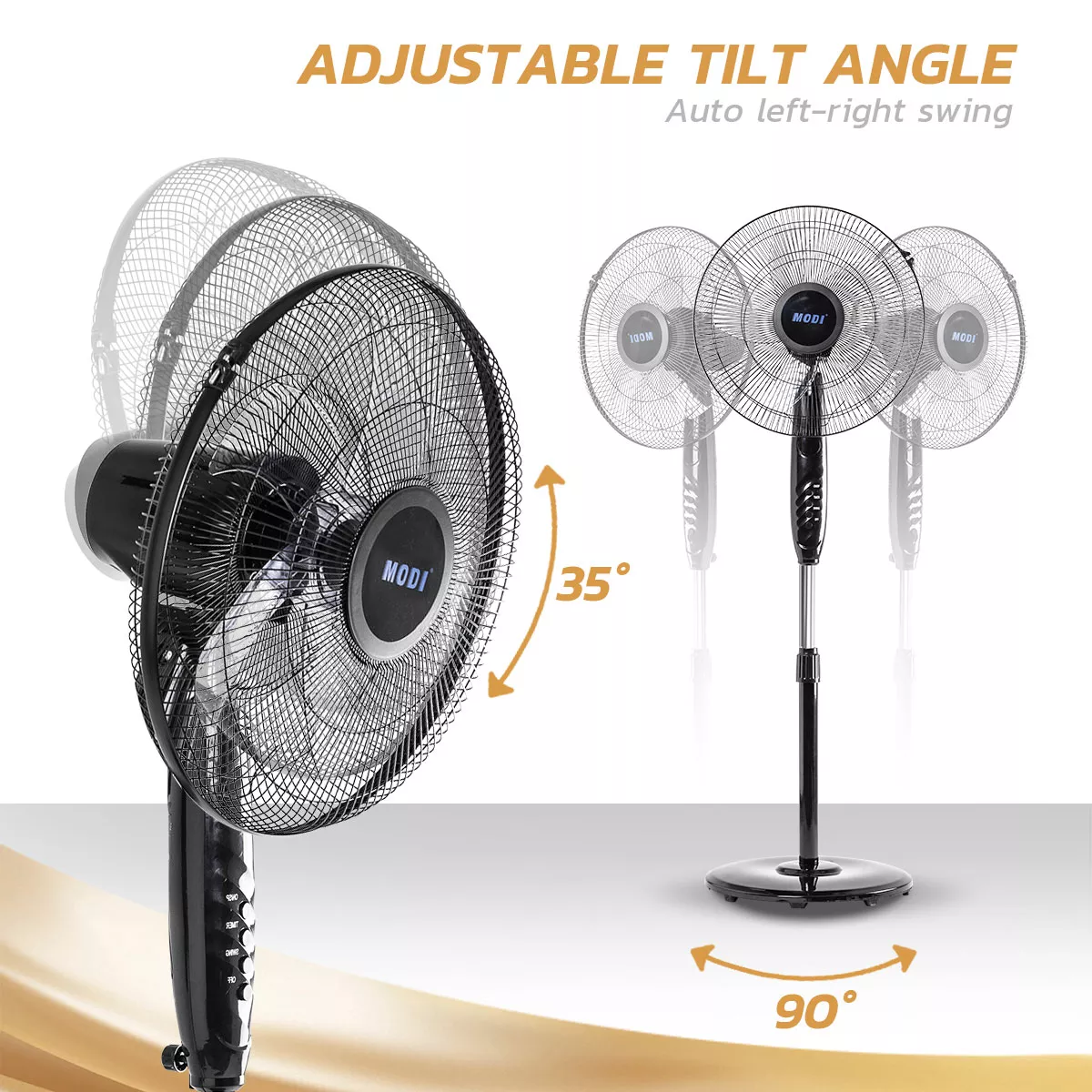 Picture of pedestal fan remote, 5 blade stand fan, 16 inch stand fan, 3-speed pedestal fan, soft wind fan