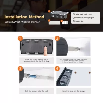 Picture of 2 Pieces Small Solar LED Wall Light - 4 Watt - Outdoor Up & Down (Golden Light)