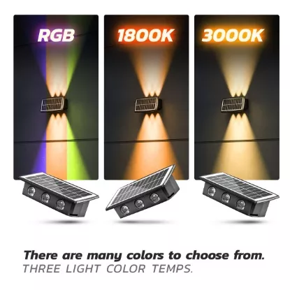 Picture of Solar Wall Light -4 watt - Outdoor RGB | Up & Down Solar LED Wall Lamp with IP65 Waterproof (2 Pieces)