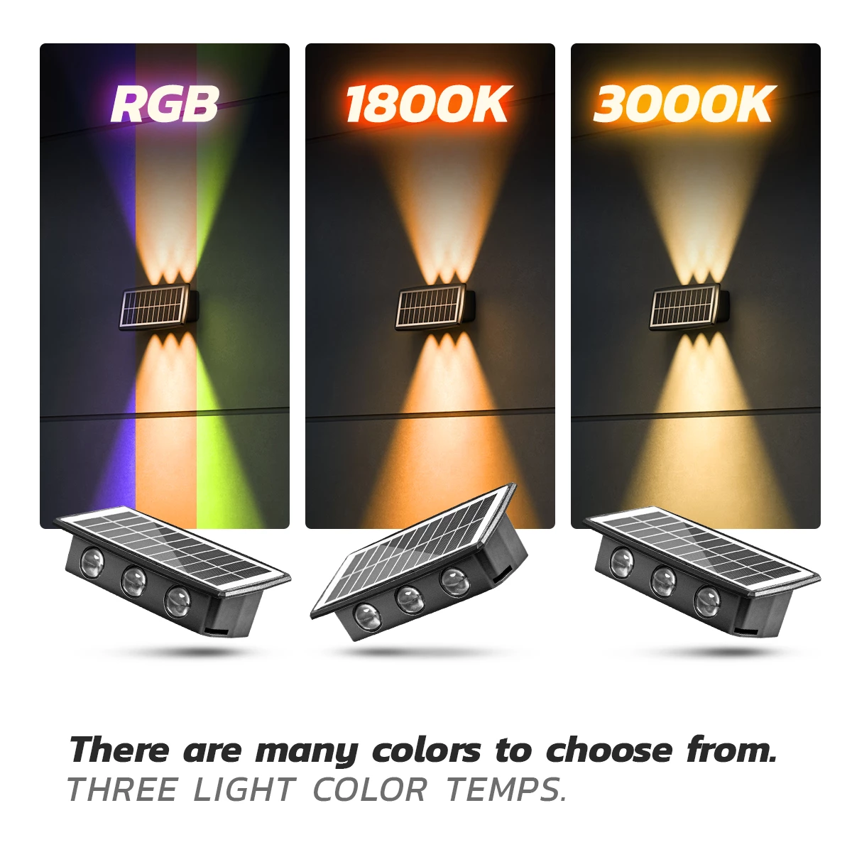 Picture of Solar LED Wall Light -4 watt- Outdoor Up & Down RGB - Garden Fence Villa Lighting - 2 Pieces