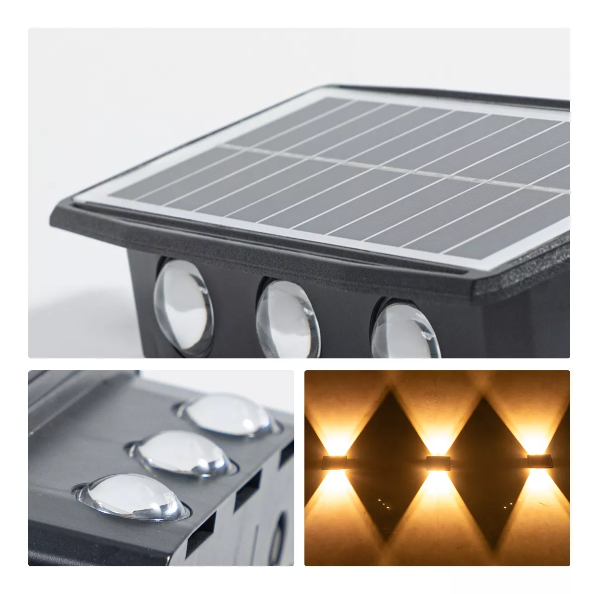 Picture of Solar Wall Light Outdoor-Up Down Light | IP65 Waterproof Solar LED Wall Lamp with 8H+ Lighting, Warm White 3000K (2 Pieces)