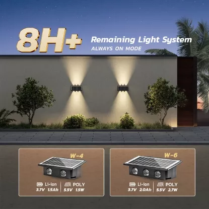 Picture of Solar Wall Light Outdoor-Up Down Light | IP65 Waterproof Solar LED Wall Lamp with 8H+ Lighting, Warm White 3000K (2 Pieces)