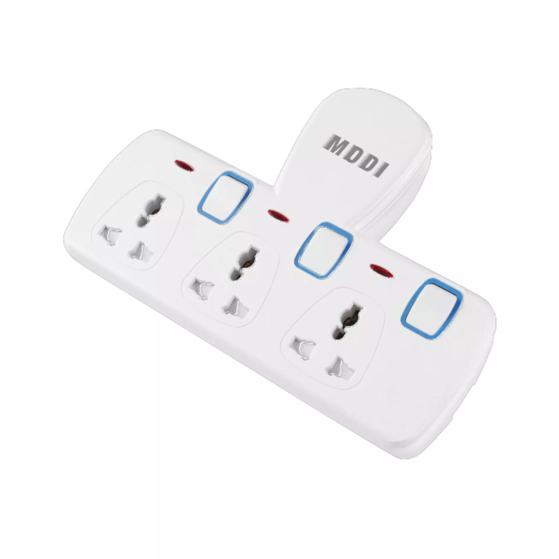 Picture of Universal Wall Socket Adapter with 3 Outlets & Individual Switches | Multi Plug Extension with Child Safety & Adjustable Support (250V, 13A)