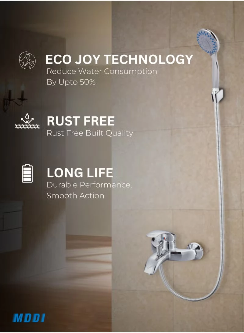 Picture of Wall Mounted Shower Mixer Tap with Hand Shower | Hot & Cold Dual Function Bathroom Faucet Set