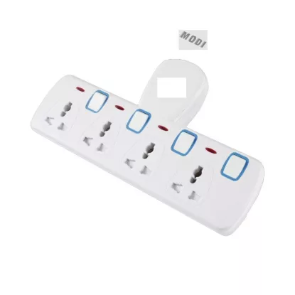 MODI multi socket power adapter with 4 universal outlets and individual switches, compact wall mounted extension socket.