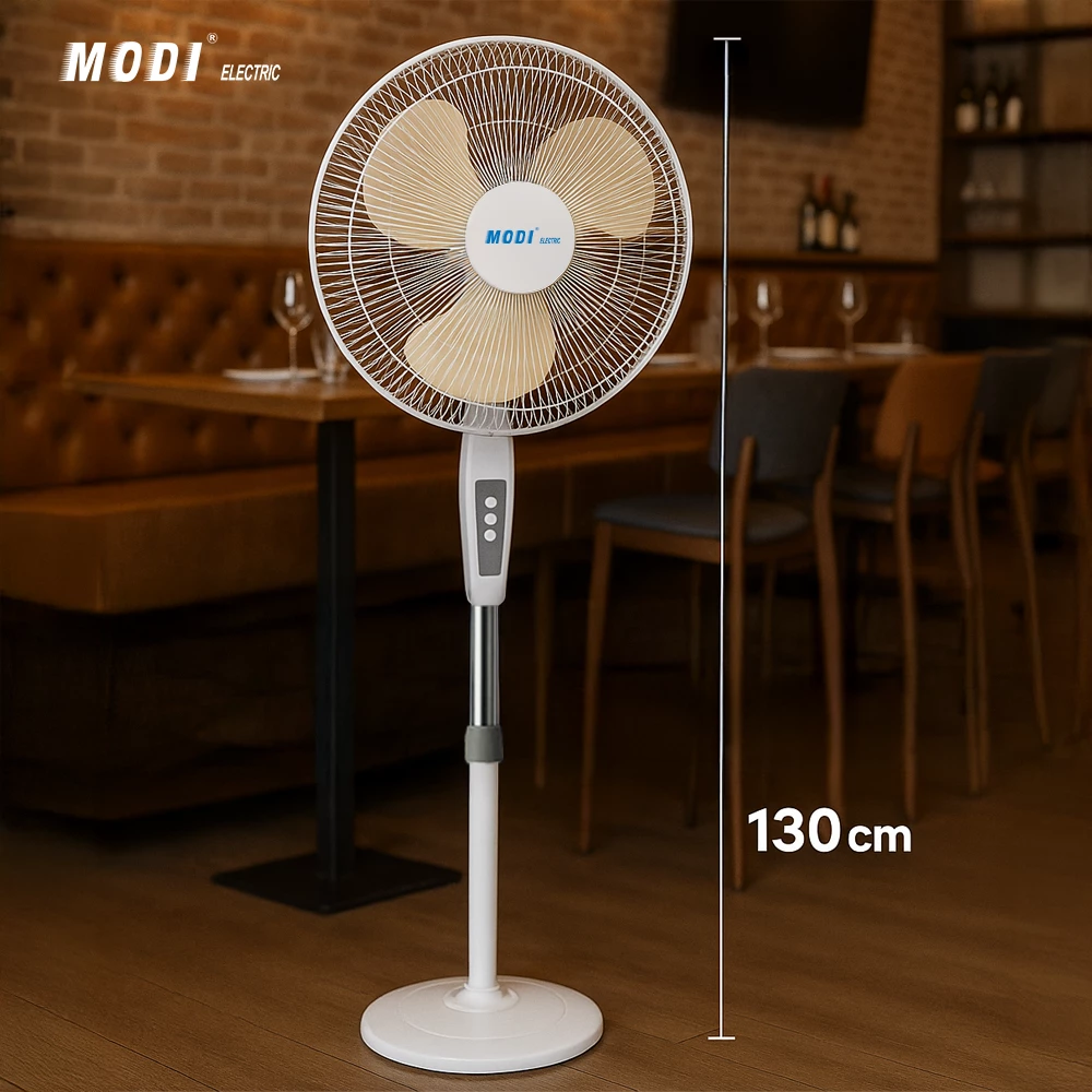 Picture of 16 Inch Pedestal Fan with Oscillation | MODI Electric Standing Fan | 3 Speed Adjustable Height Floor Fan for Home & Office