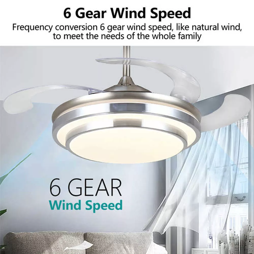 Smart ceiling fan with 6 gear wind speed control, quiet frequency conversion motor ceiling fan for smooth natural airflow