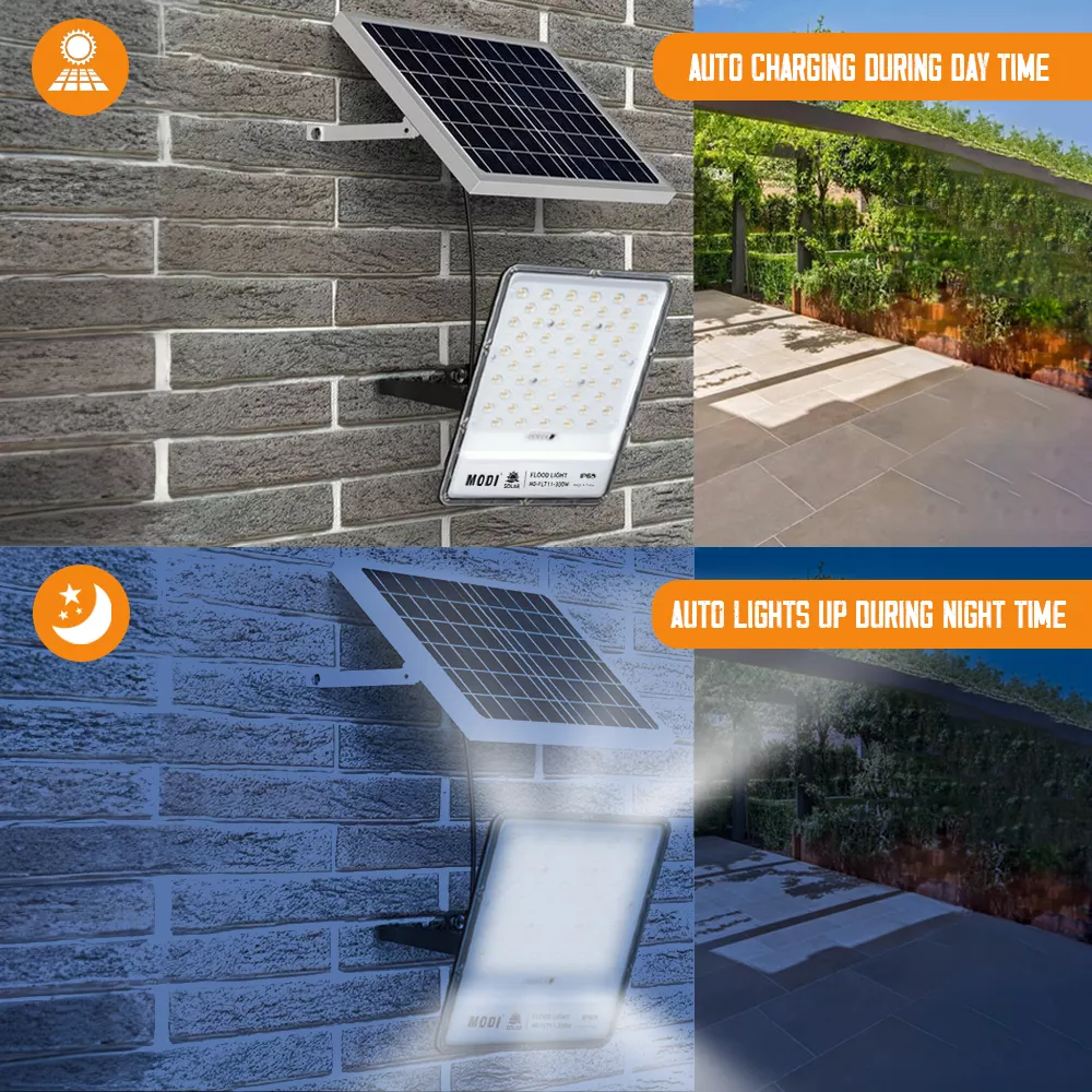 Auto charging solar panel light for outdoor wall