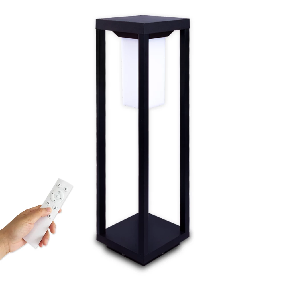 Solar Bollard Light with Remote Control for color and brightness adjustment