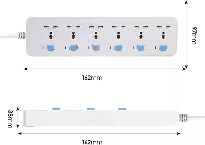 Picture of Gongniu 6-Port Extension Socket D3060 – 3M/5M | Universal Plug, Safety Switches, Overload Protection