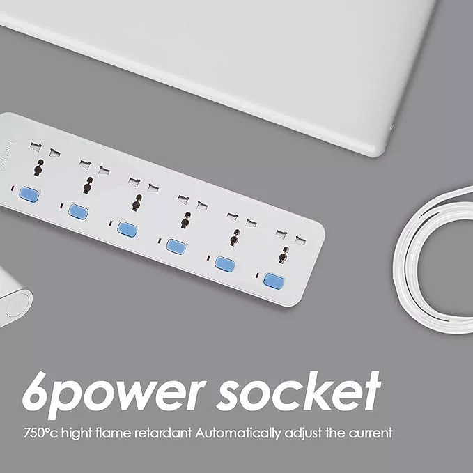 Picture of Gongniu 6-Port Extension Socket D3060 – 3M/5M | Universal Plug, Safety Switches, Overload Protection