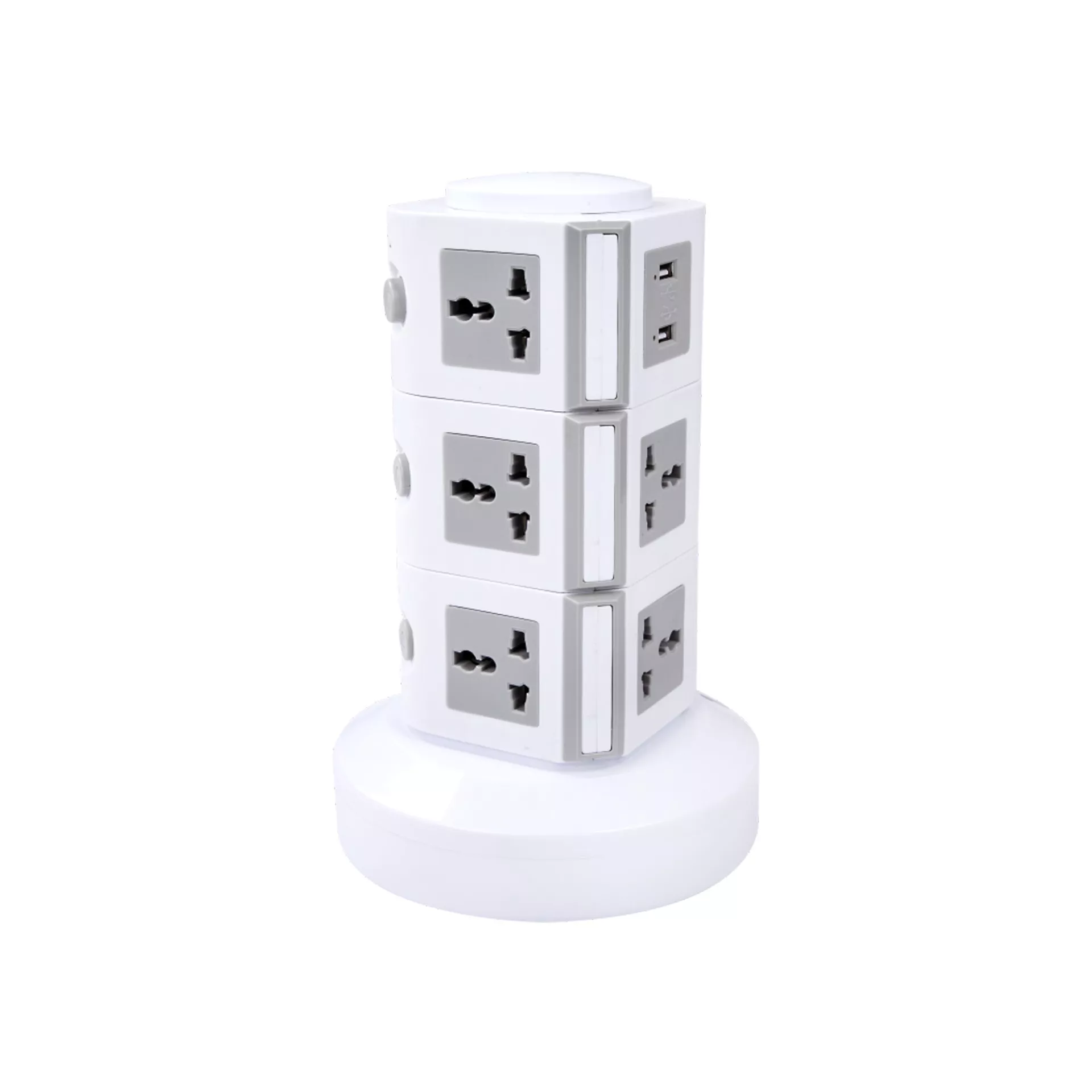 Picture of Universal Vertical Power Tower Extension Socket with USB Ports & Individual Switches – 12 Outlets | Surge Protected | Child Safety Cap | 2M Cord