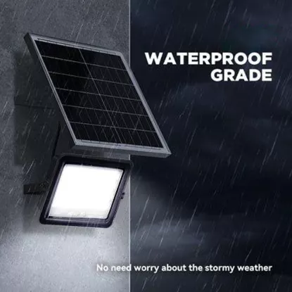 MODI waterproof solar floodlight mounted on wall during rain with high IP66 protection