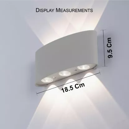 Modern LED up and down wall light with compact size 18.5 cm width and 9.5 cm height for indoor and outdoor wall installation