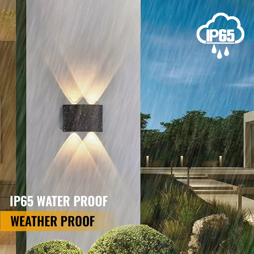Black LED outdoor wall light IP65 waterproof with decorative up and down light beam for exterior walls