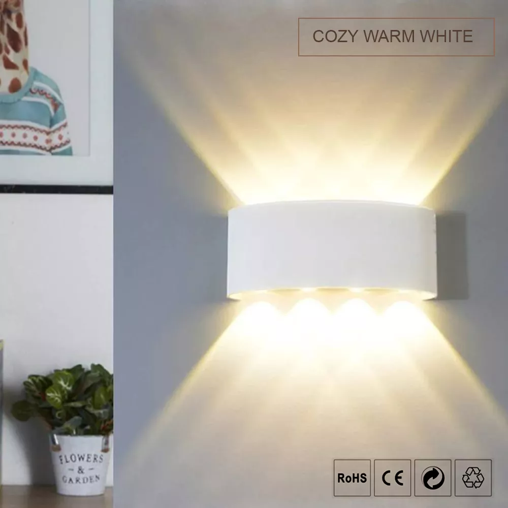 Modern LED wall light installed at house exterior wall, bedroom, living room and compound wall for decorative indoor and outdoor lighting