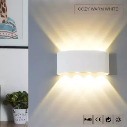 Modern LED wall light installed at house exterior wall, bedroom, living room and compound wall for decorative indoor and outdoor lighting