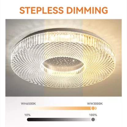 Stepless dimming LED ceiling light with adjustable warm and cool white color temperature