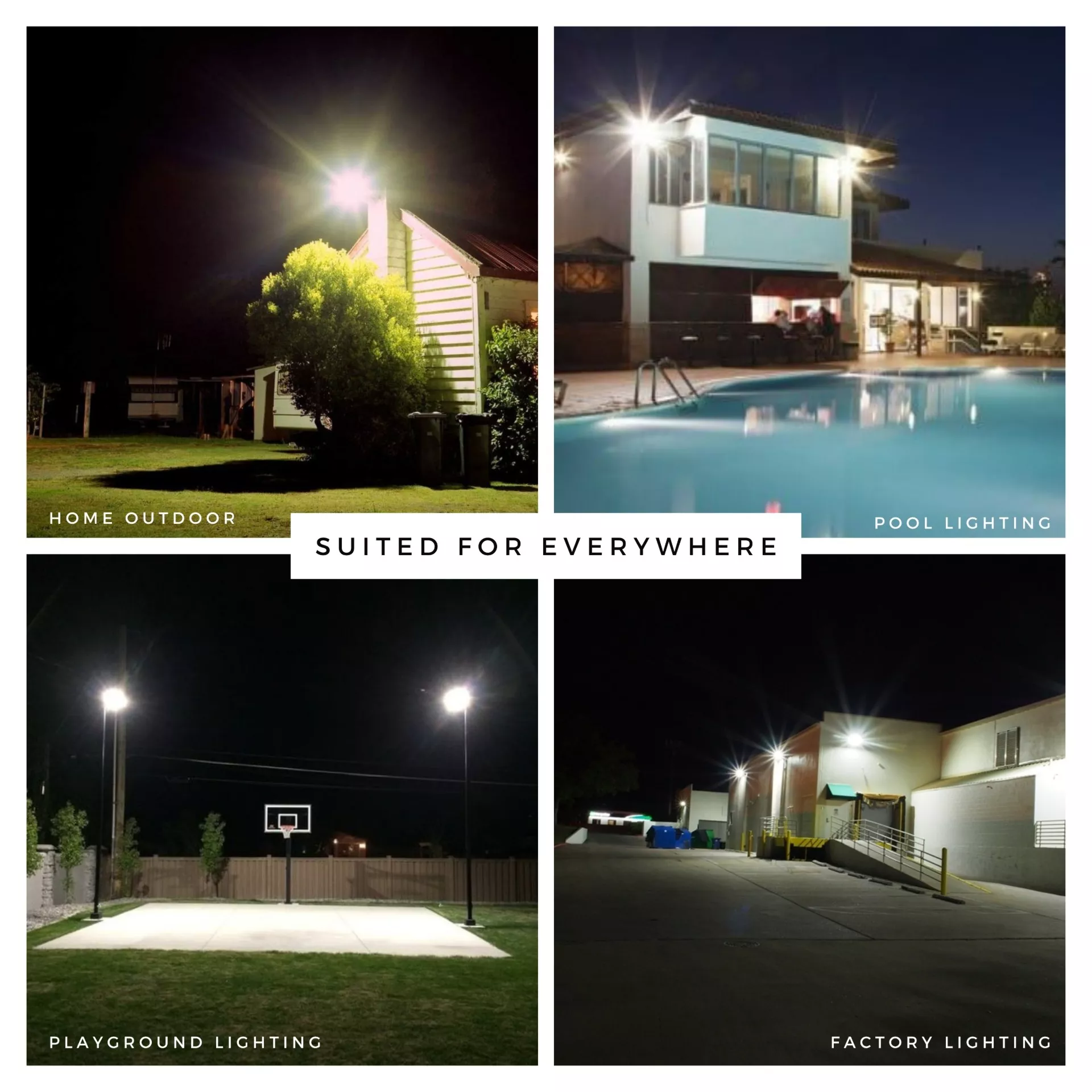 Solar LED floodlights used for home outdoor lighting, swimming pool lighting, playground lighting and factory area illumination