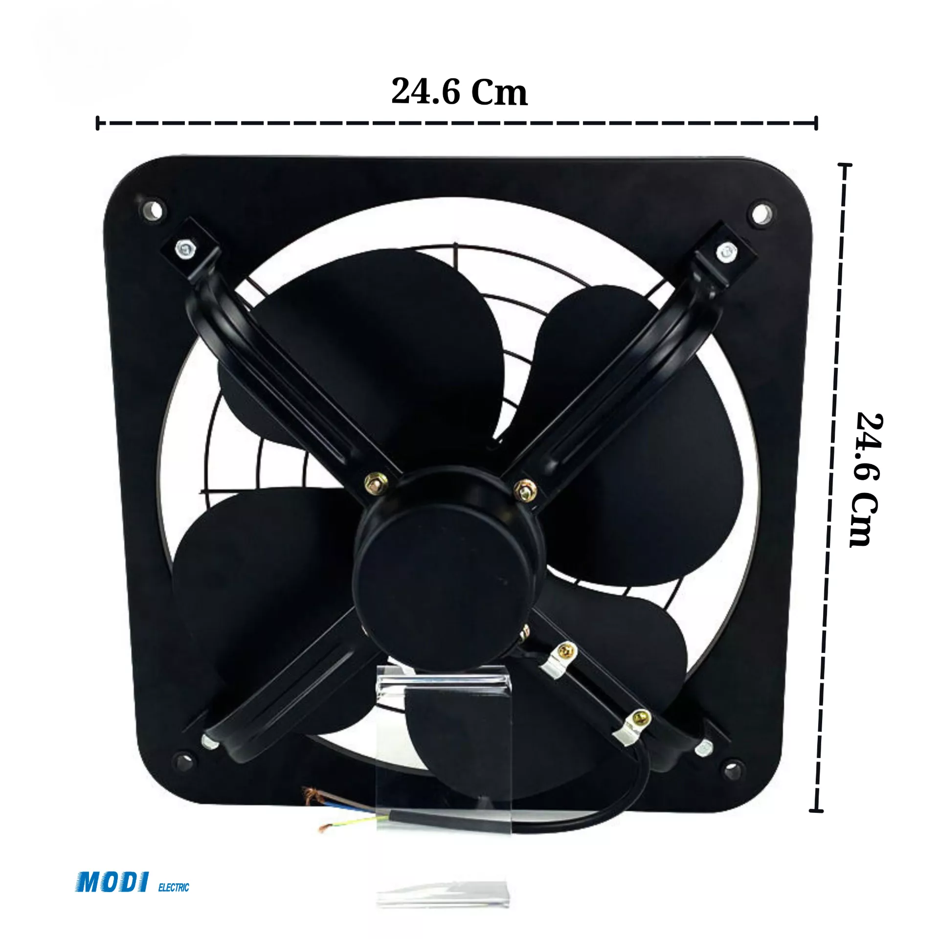 8 inch ventilation fan showing 24.6 cm dimensions