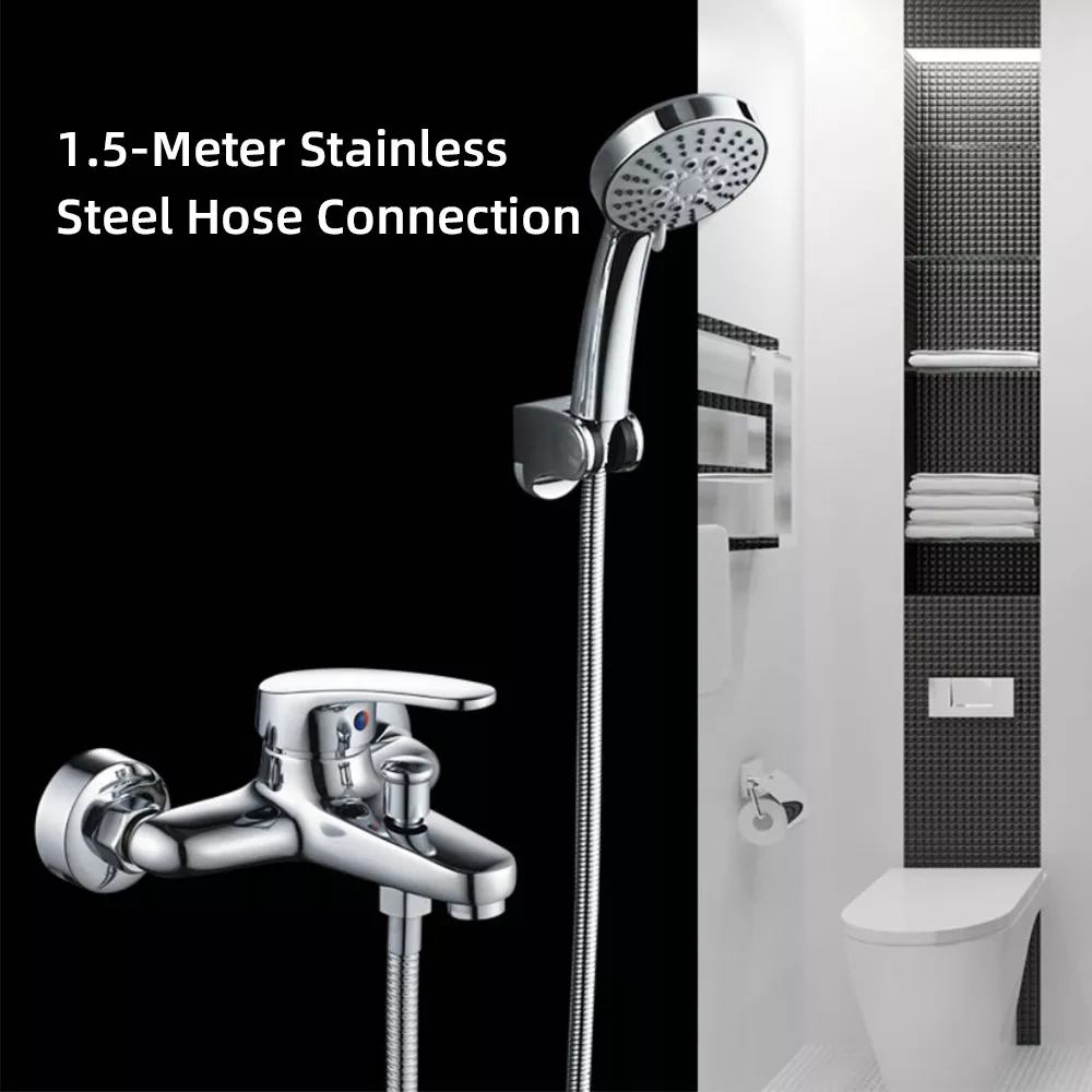 Hand pressing the copper and zinc alloy pull-cap diverter to switch water outlet from the faucet to the handheld shower.