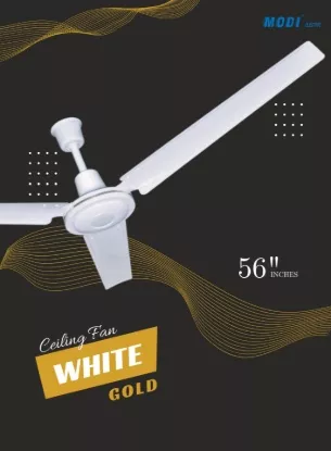 Picture of MODI 52-Inch Modern Industrial Ceiling Fan – 90W High-Efficiency Copper Motor, Ultra-Quiet 3-Blade Design for Living Room & Bedroom (White)