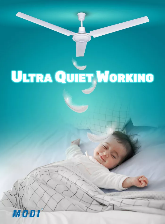 Picture of MODI 52-Inch Modern Industrial Ceiling Fan – 90W High-Efficiency Copper Motor, Ultra-Quiet 3-Blade Design for Living Room & Bedroom (White)