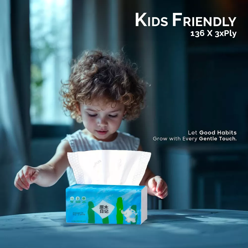 Kid-friendly soft facial tissue – safe for children’s delicate skin