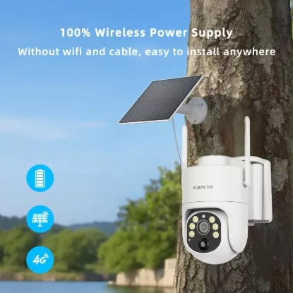 Wireless solar security camera installed outdoors without WiFi