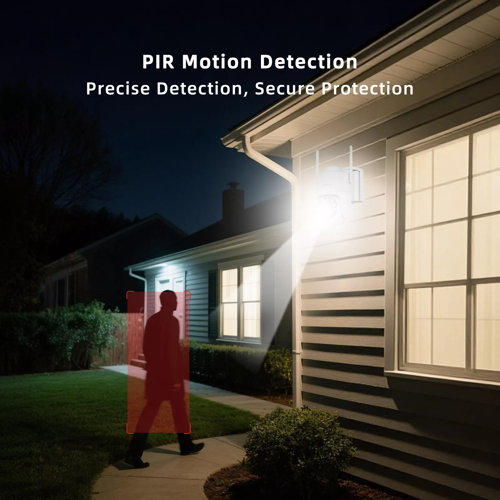 PIR motion detection solar security camera at night