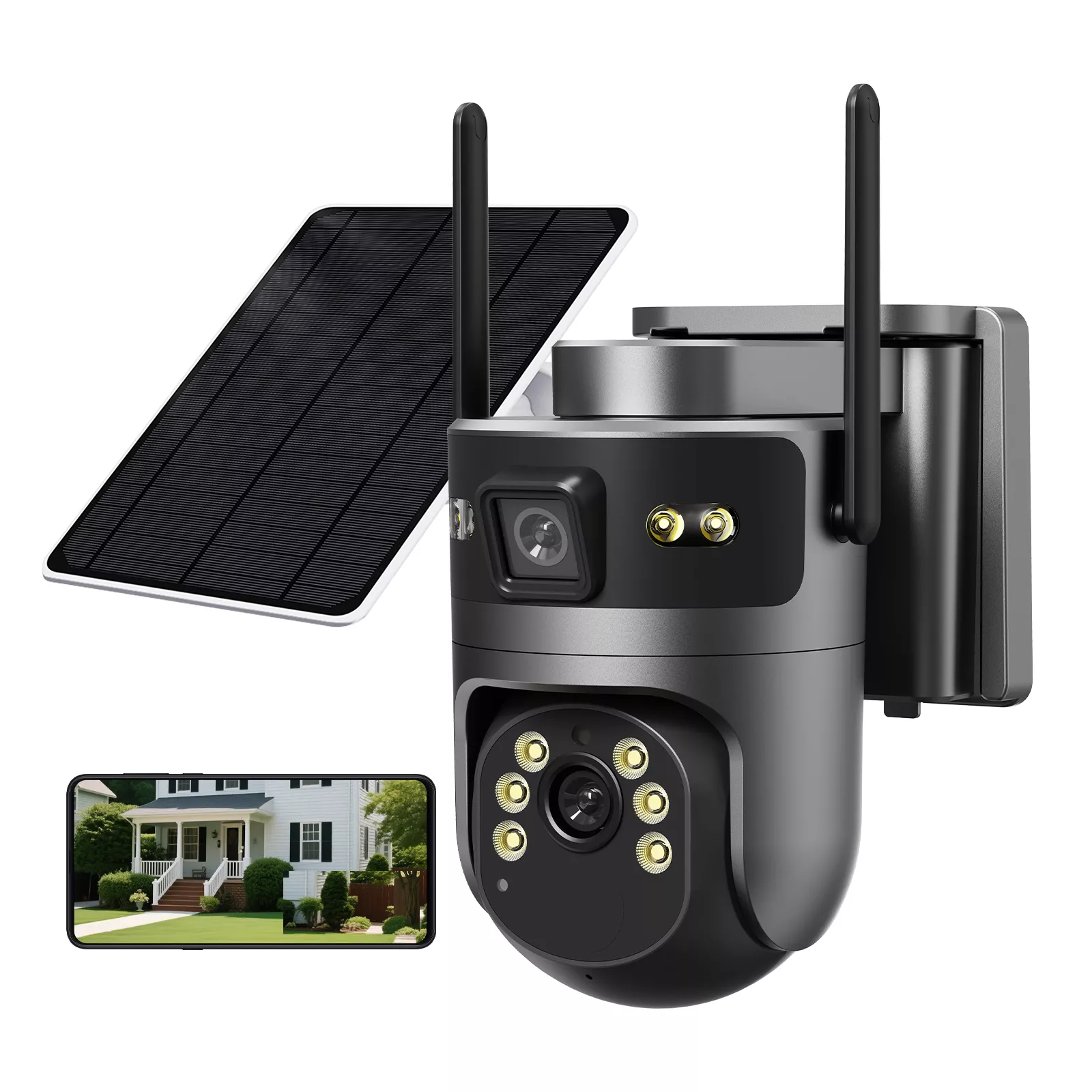 4G solar security camera with dual lens and SIM card