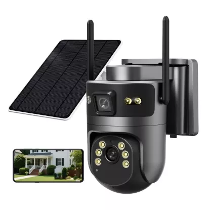 4G solar security camera with dual lens and SIM card