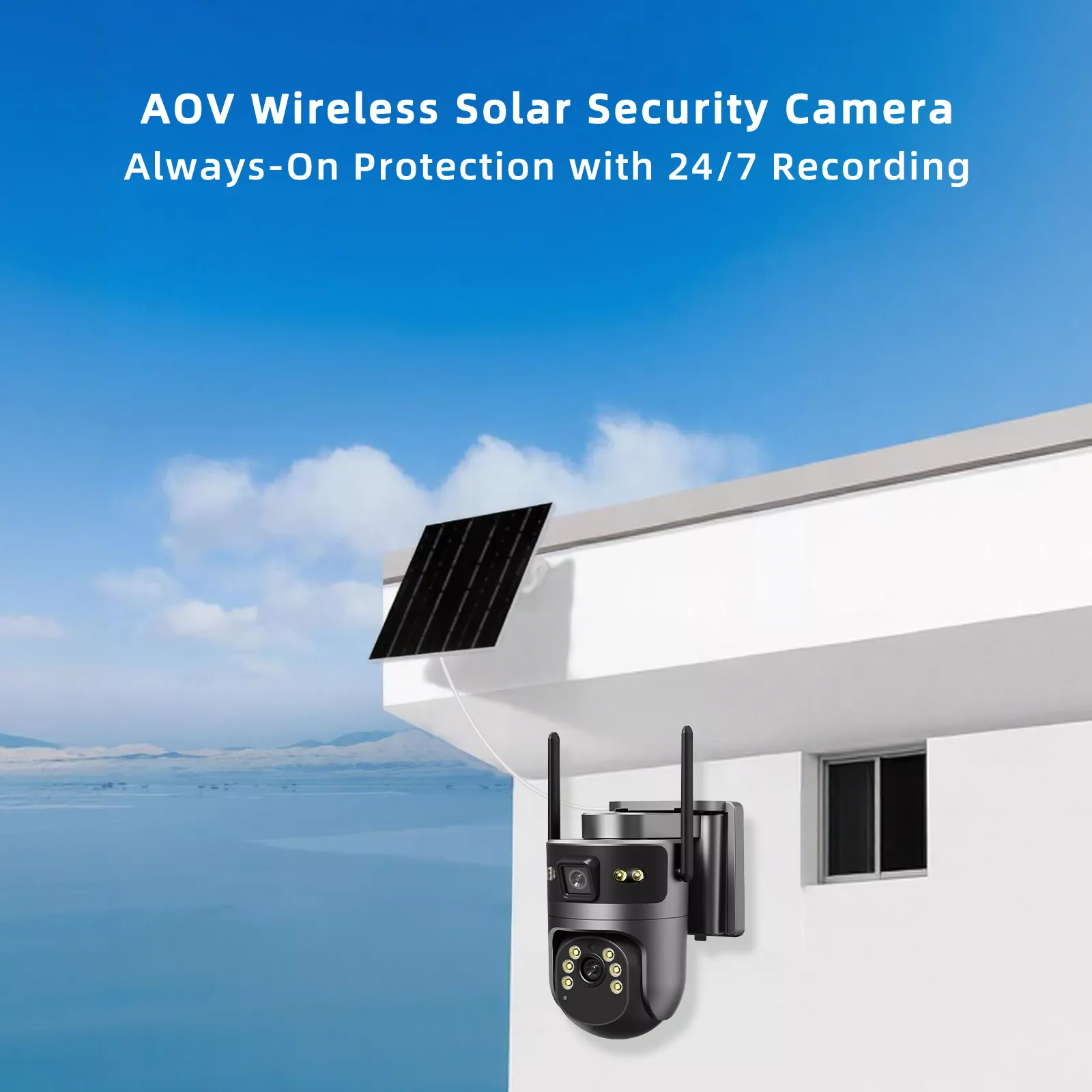 Wireless solar powered outdoor security camera installation