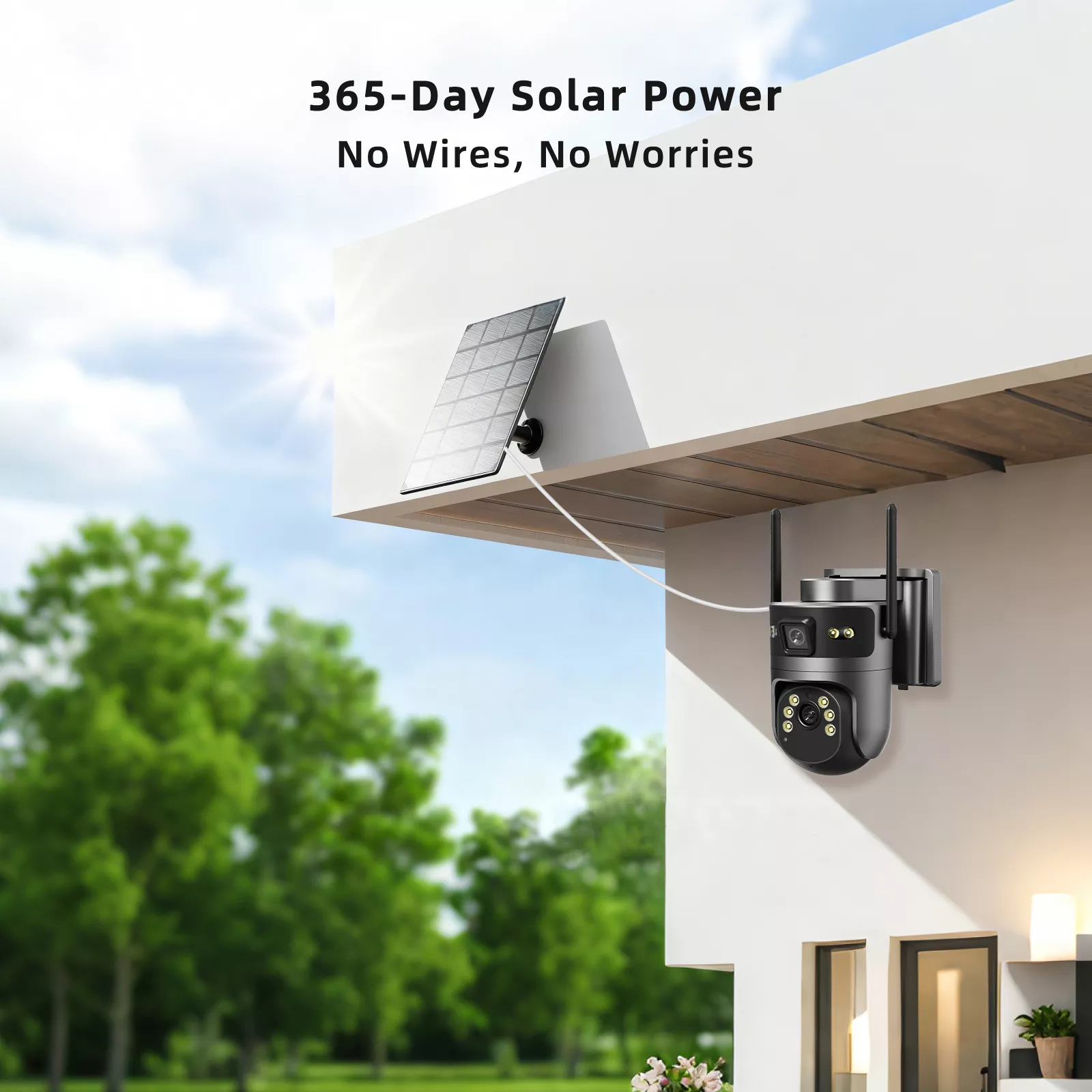 PIR motion detection solar outdoor camera at night