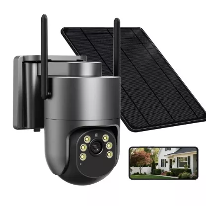 4G solar security camera with dual lens and solar panel