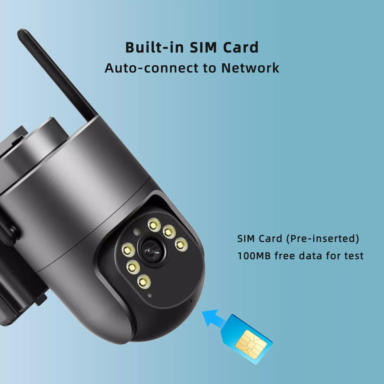 Built-in SIM card 4G solar CCTV camera