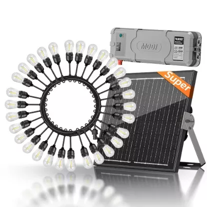 Product specs for solar-powered LED string lights – multiple lengths up to 17 meters