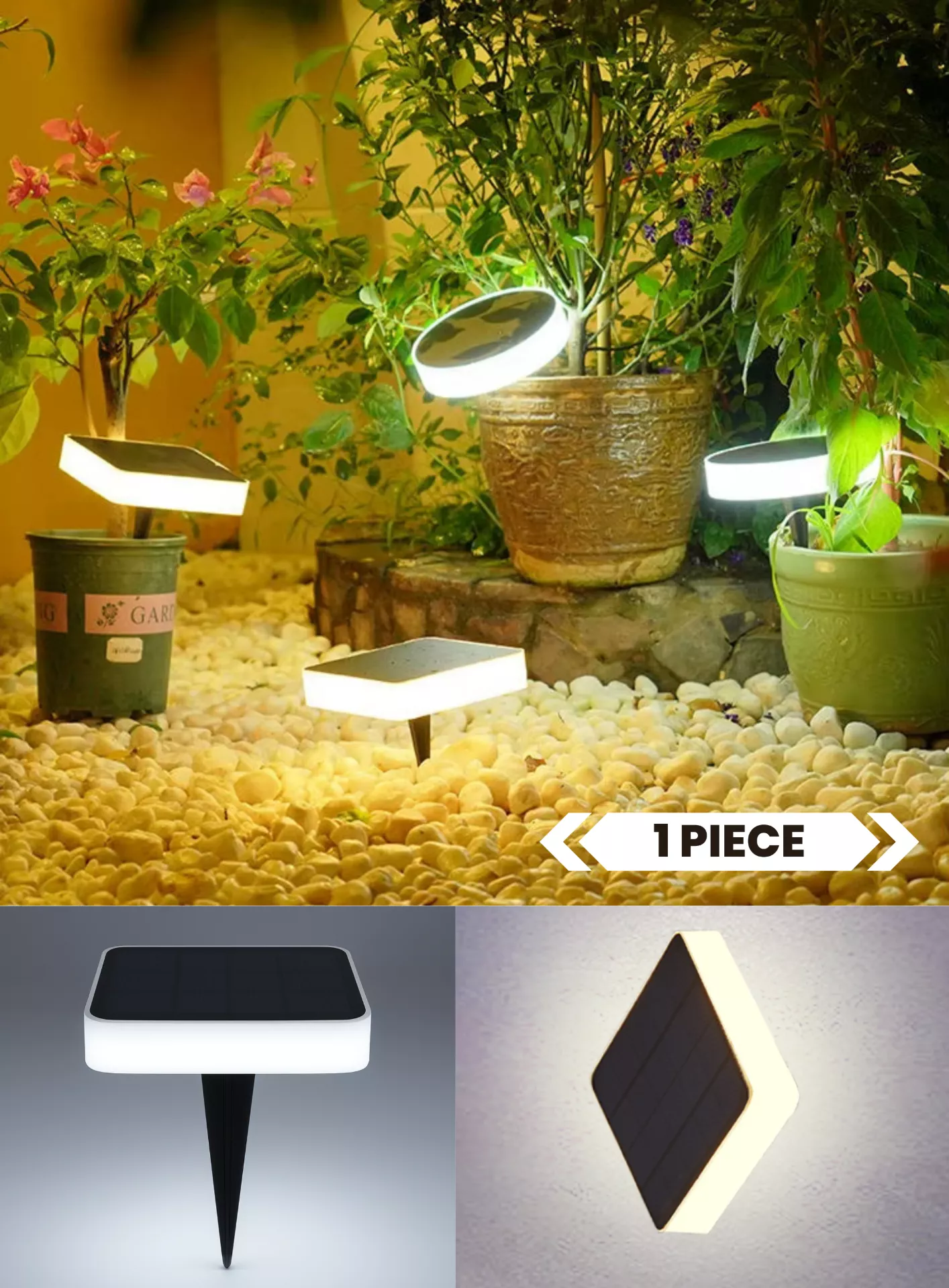 Picture of Solar Powered LED Garden Lights – Waterproof Outdoor Pathway Lamps (Auto On/Off, Warm & White Light Options)