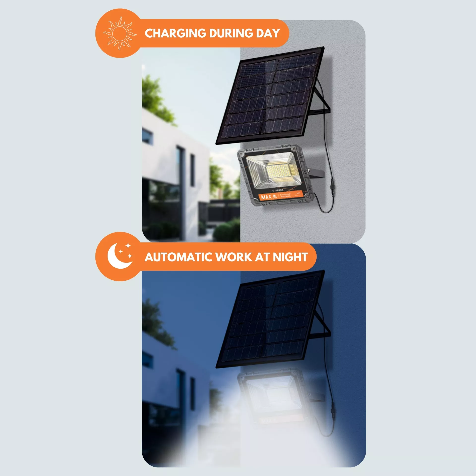 Solar LED light charging during the day and turning on automatically at night