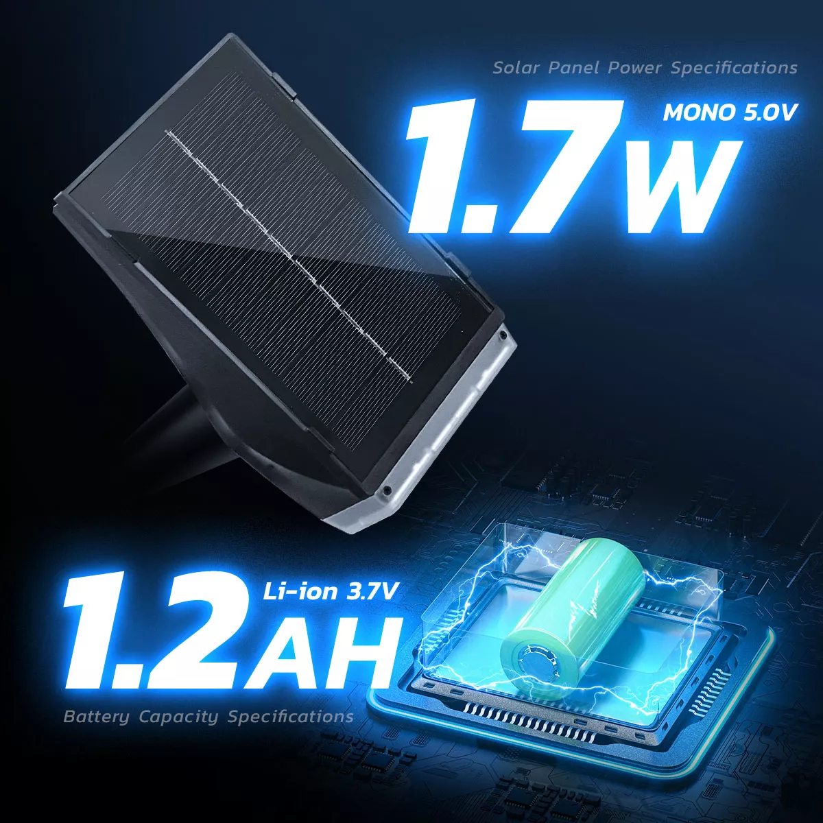 1.7W Solar Panel and 1.2Ah Battery Specifications for MD-SSL-01