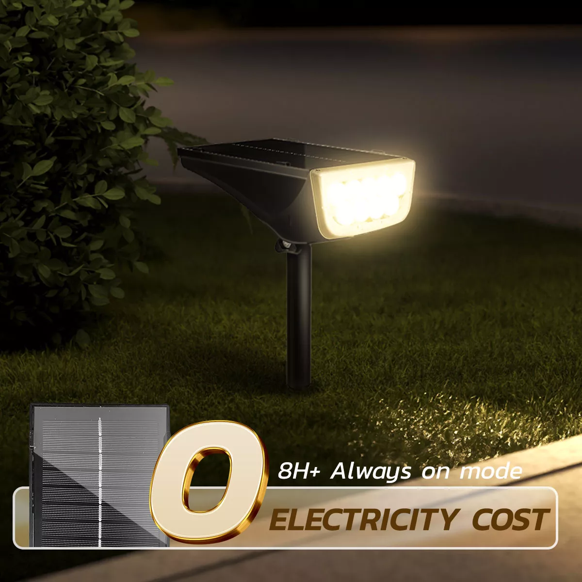 Warm White Solar Garden Light illuminating plants at night