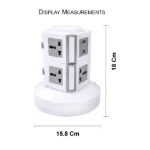 Vertical Tower Power Strip with USB Ports – 360° Rotating Extension Socket with Universal Plug Points & Individual Switches