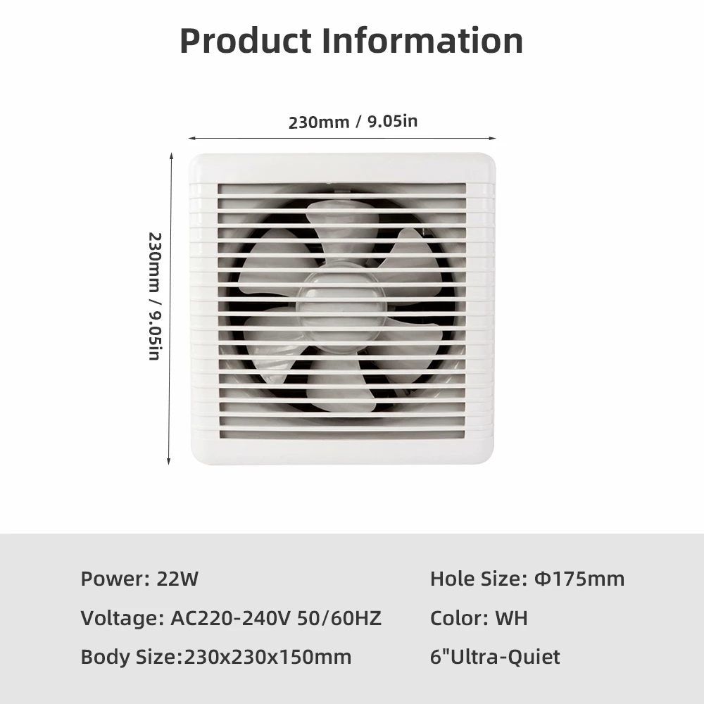 Picture of Ultra-Quiet Exhaust Fan 6 Inch – Bathroom & Kitchen Ventilation Fan