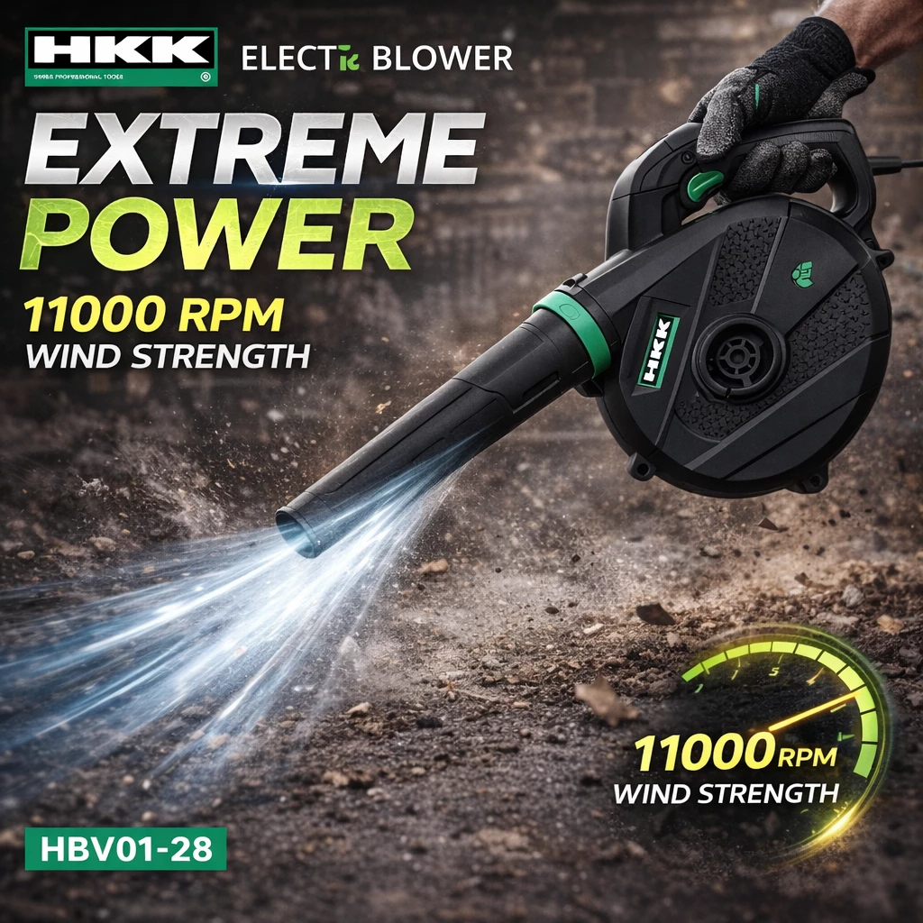 HKK electric blower 11000 RPM wind strength powerful 400W air blower for heavy duty cleaning and debris removal